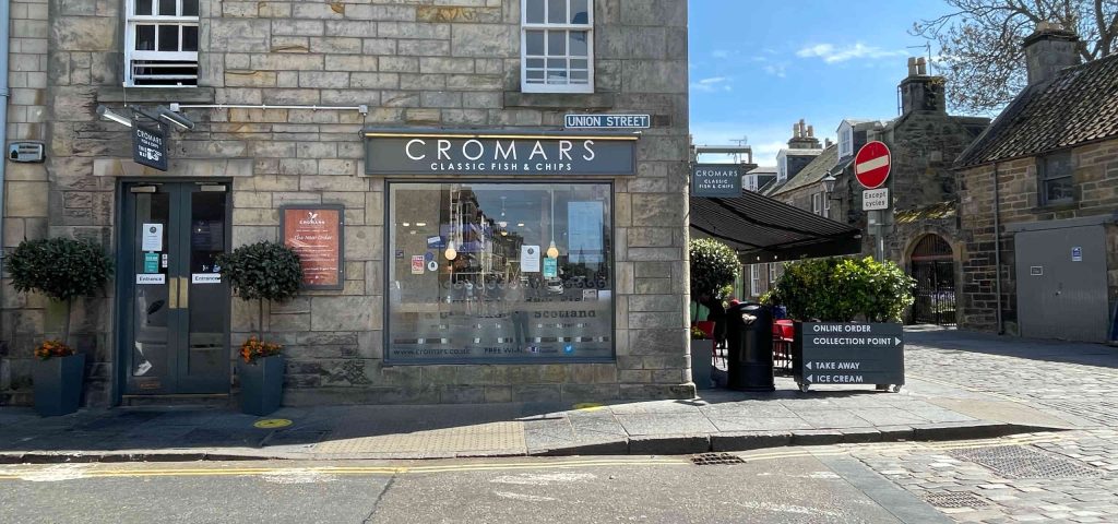 Exterior view of Cromars Fish and Chip restaurant