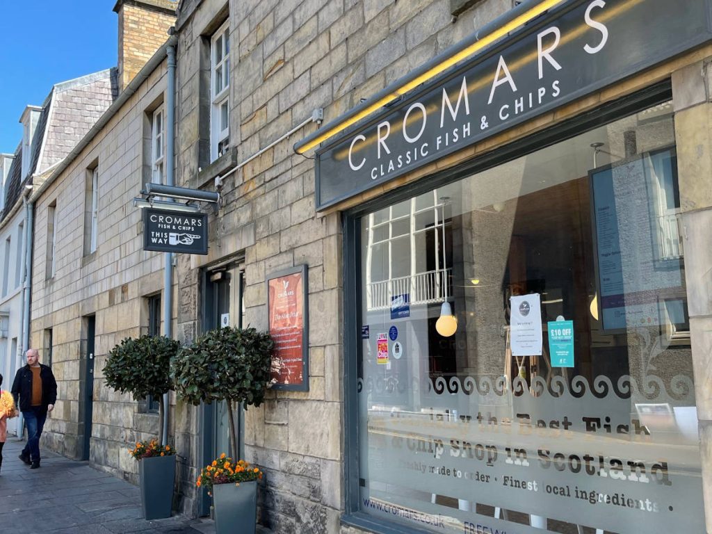 Exterior view of Cromars Fish and Chip restaurant