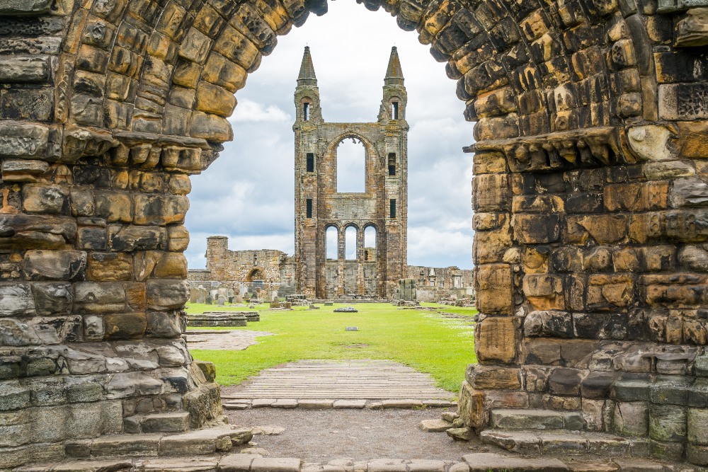 The steps of the ruined St Andrews Cathedral