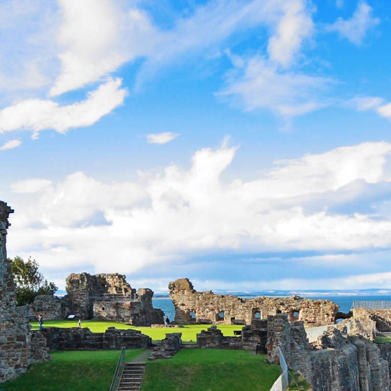 Ruins of St Andrews Castle in Scotland