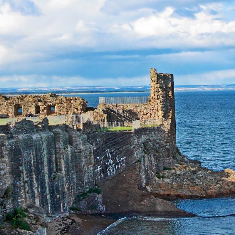 Ruins of St Andrews Castle on a beautiful day