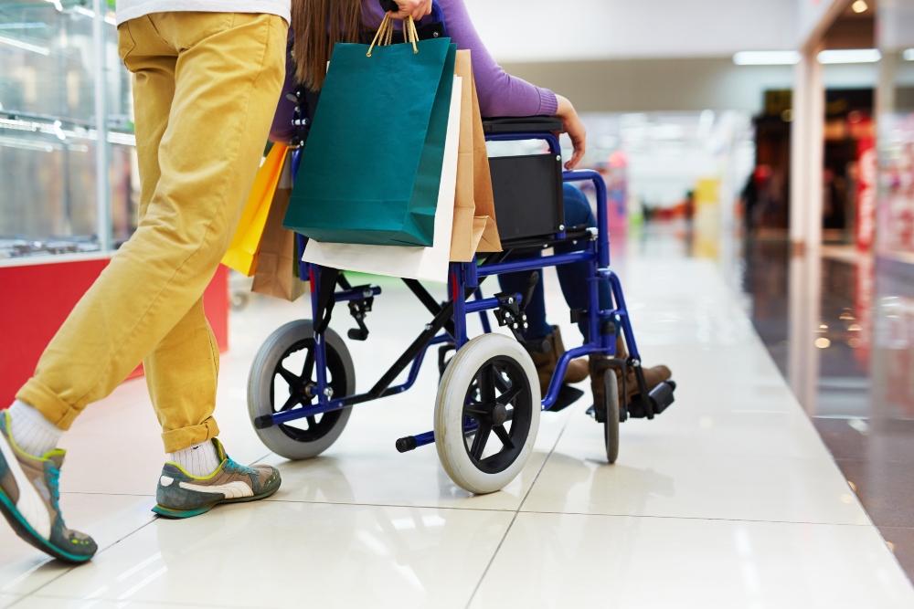 Shopping with a wheelchair